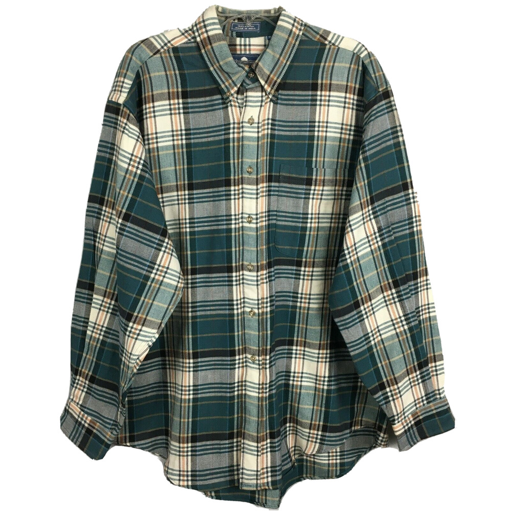 Cotton Brothers Shirt Shacket Mens‎ XL Plaid Heavy Flannel Long Sleeve Button Up